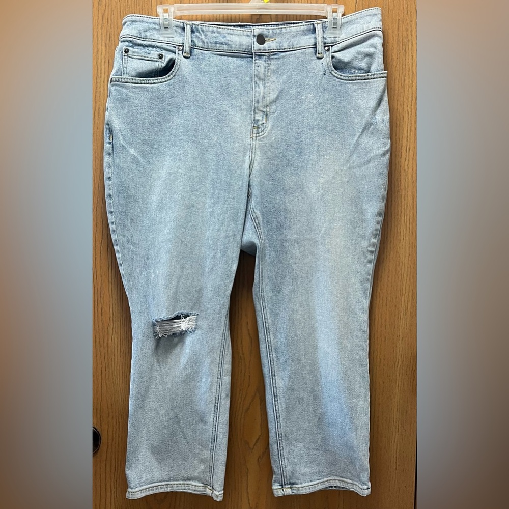 Lane Bryant Light Wash Distressed Straight-Leg Jeans